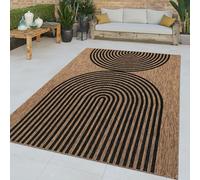 TT Home Large Outdoor Rug Patio Carpet Kitchen Rug For Garden Boho Square Bohemian, colour:Black Brown, Size:200x280 cm