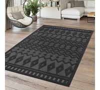 TT Home Large Outdoor Rug Patio Carpet Kitchen Rug For Garden Modern Scandinavian Bohemian High Low Effect Unicoloured, colour: Dark Grey 3, Size:240x340 cm