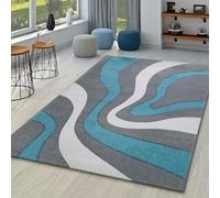 TT Home Large Rug Modern Short Pile 3D Look Geometric Wave Design, colour:Teal Turquoise, Size:80x300 cm