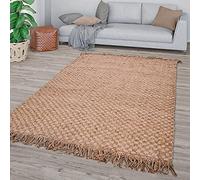 TT Home Large Rug Short Pile Hand-Knotted Monochrome Modern Sisal Look, colour: Beige, Size:200x290 cm