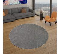 TT Home Large Rug Short-Pile Monochrome Design Modern And Timeless, colour:Anthracite, Size:200 cm round