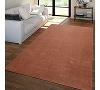 TT Home Large Rug Short-Pile Monochrome Design Modern And Timeless, colour: Brown Orange, Size:200x280 cm