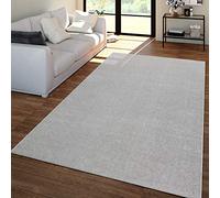 TT Home Large Rug Short-Pile Monochrome Design Modern And Timeless, colour:Silver, Size:200 cm Square