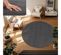TT Home Large Rug Short Pile Monochrome Modern Design Washable, colour: Anthracite, Size:160 cm round