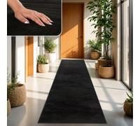 TT Home Large Rug Short Pile Monochrome Modern Design Washable, colour: Black, Size:100x200 cm