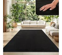 TT Home Large Rug Short Pile Monochrome Modern Design Washable, colour: Black, Size:140x200 cm