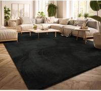 TT Home Large Rug Short Pile Monochrome Modern Design Washable, colour: Black, Size:60x100 cm