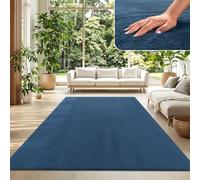 TT Home Large Rug Short Pile Monochrome Modern Design Washable, colour: Blue Navy, Size:200 cm Square