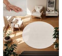 TT Home Large Rug Short Pile Monochrome Modern Design Washable, colour: Cream, Size:120 cm round