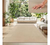 TT Home Large Rug Short Pile Monochrome Modern Design Washable, colour: Dark Beige, Size:140x200 cm