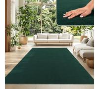 TT Home Large Rug Short Pile Monochrome Modern Design Washable, colour: Dark Green Petrol, Size:300x400 cm