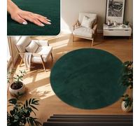TT Home Large Rug Short Pile Monochrome Modern Design Washable, colour: Dark Green Petrol, Size:80 cm round