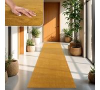 TT Home Large Rug Short Pile Monochrome Modern Design Washable, colour: Dark Yellow Mustard, Size:80x300 cm