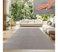 TT Home Large Rug Short Pile Monochrome Modern Design Washable, colour: Grey, Size:240x340 cm