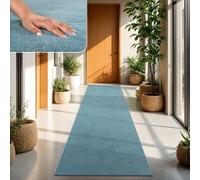 TT Home Large Rug Short Pile Monochrome Modern Design Washable, colour: Light Blue Teal Turquoise, Size:80x150 cm