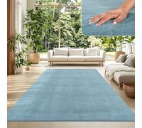 TT Home Large Rug Short Pile Monochrome Modern Design Washable, colour: Light Blue Teal Turquoise, Size:240x340 cm