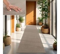 TT Home Large Rug Short Pile Monochrome Modern Design Washable, colour:Taupe, Size:80x150 cm