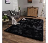 TT Home Living Room Fluffy Rug High Pile Soft Rabbit Fur Fur Imitation Soft, colour: Black, Size:120x160 cm