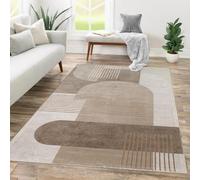 TT Home Living Room Rug Dining Room Short Pile Geometric Abstract Design Bow Stripe Optics Modern Style, Size:80x150 cm
