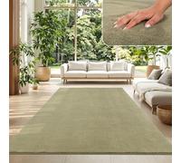 TT Home Living Room Rug, Short Pile, Non-Slip Back, Plain Colours, Modern, Washable, Size: 200 x 280 cm, Colour: Light Green