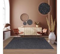TT Home Low Pile Rug Area Rug Livingroom Carpet Boho Unicoloured Scandinavian, colour:Anthracite, Size:160x220 cm