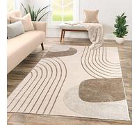 TT Home Low Pile Rug Area Rug Livingroom Carpet Square 3D Abstract Pattern, colour:Beige Cream, Size:200x290 cm