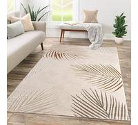 TT Home Low Pile Rug Area Rug Livingroom Carpet Square 3D Abstract Pattern, colour:Beige Ochre, Size:160x230 cm