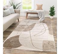 TT Home Low Pile Rug Area Rug Livingroom Carpet Square 3D Abstract Pattern, colour:Beige Sand, Size:120x160 cm