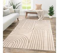 TT Home Low Pile Rug Area Rug Livingroom Carpet Square 3D Abstract Pattern, colour:Cream, Size:200x290 cm