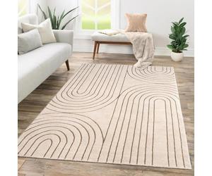 TT Home Low Pile Rug Area Rug Livingroom Carpet Square 3D Abstract Pattern, colour:Cream, Size:200x290 cm