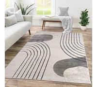 TT Home Low Pile Rug Area Rug Livingroom Carpet Square 3D Abstract Pattern, colour:Grey Cream, Size:160x230 cm