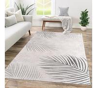TT Home Low Pile Rug Area Rug Livingroom Carpet Square 3D Abstract Pattern, colour:Light Beige Grey, Size:80x300 cm