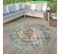 TT Home Modern Outdoor Rug Weatherproof For Indoors & Outdoors Boho Style In Multi-Colours, Size:200 cm round