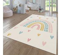 TT Home Nursery Area Rug Kids Rug For Bedroom Girls Boys Modern Rainbow Cloud Rug Animal Motif Colourful, colour:Cream4, Size:120 cm round