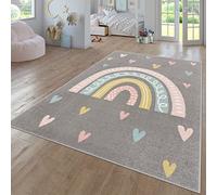 TT Home Nursery Area Rug Kids Rug For Bedroom Girls Boys Modern Rainbow Cloud Rug Animal Motif Colourful, colour:Grey 2, Size:120x160 cm