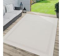 TT Home Outdoor Rug Garden Rug Unicoloured Border Modern, colour: White Cream, Size:80x250 cm