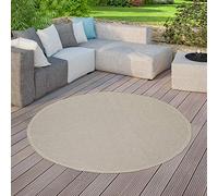 TT Home Outdoor Rug Terrace Garden Rug Unicoloured Modern, colour:Beige, Size:160 cm Rund