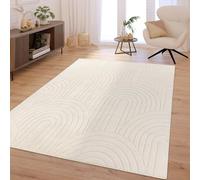 TT Home Rug Living Room Shaggy Boho Scandinavian Abstract Unicoloured Washable Square, colour:Light Beige Light Cream, Size:160x220 cm