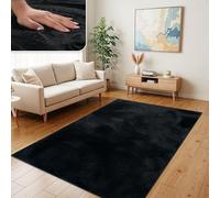 TT Home Thick Rug Large Rug Livingroom Soft Unicoloured Modern, colour: Black, Size:120x160 cm