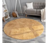 TT Home Thick Rug Large Rug Livingroom Soft Unicoloured Modern, colour: Yellow, Size:100 cm round