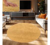 TT Home Thick Rug Large Rug Livingroom Soft Unicoloured Modern, Colour:Yellow, Size:80 cm round