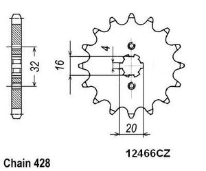 TT Sprocket Beta-Yamaha - 428 - 14 Teeth - Similar to JTF1550 - Made in Germany
