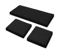 TT ThreadTrade 3-Piece Waterproof Outdoor Patio Cushions Set, Fade-Resistant, Bench and Chair Cushions, Comfy Seat Pads, Removable Cover, Durable and Long Lasting Use, (Black)