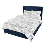 TT ThreadTrade 4Pcs Egyptian Cotton Print Bed Sheet Set, Ultra-Soft Microfiber Bedding for Modern Bedrooms, Lightweight, Breathable & Wrinkle-Resistant & Fade-Proof (White Marble, King)