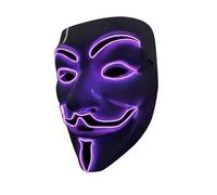 TT ThreadTrade LED Light Up Mask, Adjustable Fit, Style with Glowing Neon EL Wire Design, Lightweight & Reusable, Perfect Scary Mask for Halloween Night, Glow Parties, Costume Cosplay (Purple)