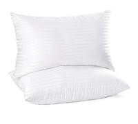 TT ThreadTrade Luxury Shredded Memory Foam Pillows, Breathable Stripe Cover, Soft and Supportive for Back, Side & Stomach Sleepers,Cooling Comfort Design for Home & Hotel Use, Pack of 2