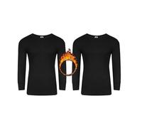 TT ThreadTrade Men's Thermal Long and Short Sleeve Top, Versatile and Comfortable, Quick Moisture Wicking, Underlayer Thermals, Pack of 2, (UK, Alpha, S, Regular, Regular, Black- Full Sleeve)