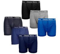 TT ThreadTrade Pack of 6 Classic Sports Men's Boxers Shorts Underwear Trunks Button Fly Cotton Rich Assorted Colour S-2XL (Assorted Small)