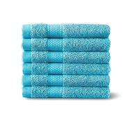 TT ThreadTrade Premium, 6 Pack, Hand Towels Soft and Absorbent 100% Egyptian Combed Cotton Towel Set for Bathroom, Spa, Gym & Guests 40x 70 cm 500 GSM (Aqua)