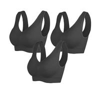TT ThreadTrade Women’s Wireless Comfort Bra, Seamless Comfort, Removable Pad, Super Stretch Sports Bra, Bralette Leisure,(Pack of 3), (UK, Alpha, XL, Regular, Regular, 3X Black)